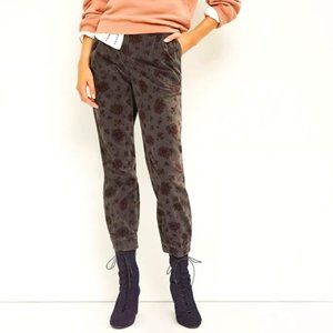 Anthropologie Kalea Floral Corduroy Trouser Joggers Gray/Purple XL
